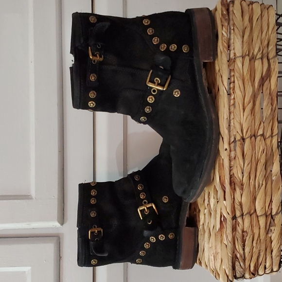 UGG suede moto boot, black, Sz 5, EUC - Picture 7 of 12